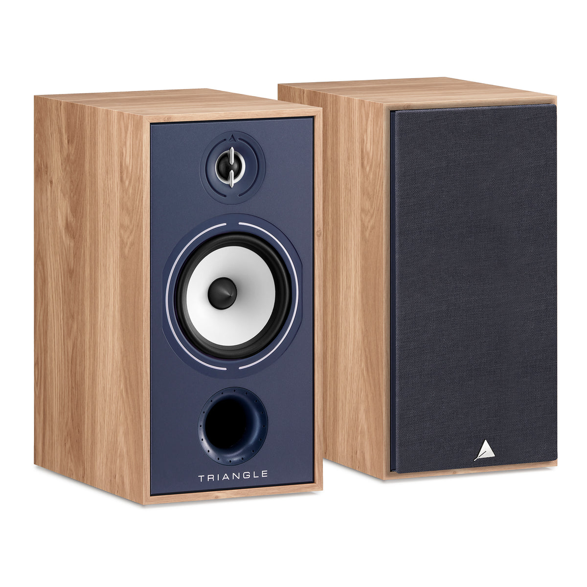 Triangle Hifi Enceintes Bibliothèque Borea BR04 Chene clair bleu pictures packshot paire 
